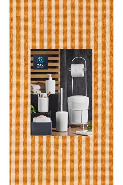 ABAS طقم حمام عصري مكون من 6 قطع مع سلة مهملات وحامل مناديل وفرشاة - موزع صاب...