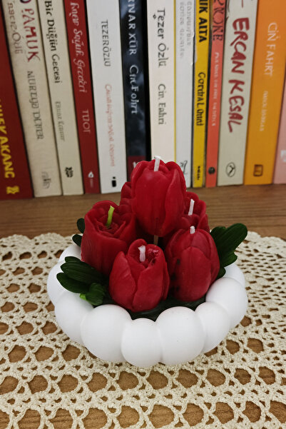 bellevie candles Kırmızı Gül Buketi Dekoratif Mum – Kokulu Çiçek Aranjman Mum