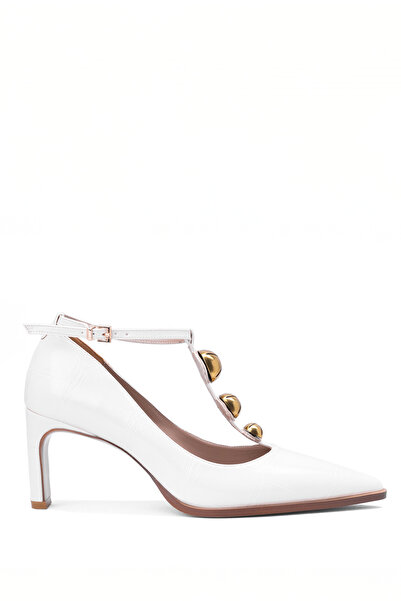 MARY Gold Detailed T-Strap Heeled Shoes