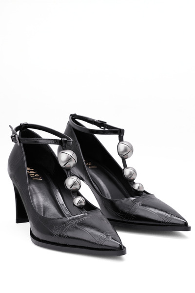 MARY Златисти обувки с детайли и Т-образен каишка