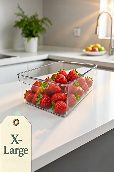 EVONİTA منظم ثلاجة كبير الحجم، صندوق تخزين شفاف، منظم كبير الحجم داخل الخزانة