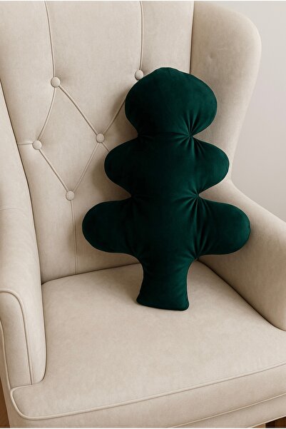 Mersii Yılbaşı Yeni Yıl Çam Ağacı Yeşil Kadife Elyaf Yastık