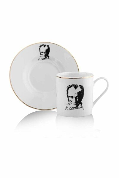 Romans Ataturk Portrait - Porcelain 2-Piece Coffee Cup Set
