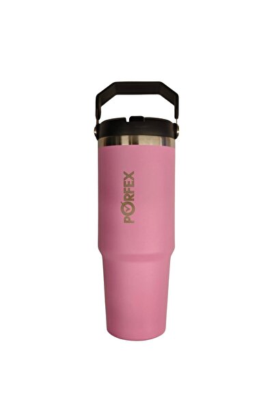 PORFEX Pink Thermos with Straw 1Lt.