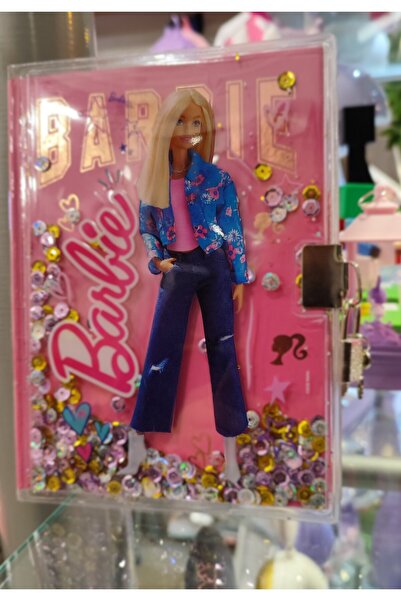 ada çanta kırtasiye Barbi Figured Hardcover Locked Sequin Diary Journal Multi-Purpose A5 Size Lined Notebook Ad965521