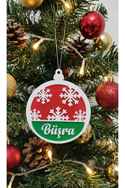 Kişiye Özel Yılbaşı Süsü - İsimli Kar Tanesi Çam Ağacı Süsü Dekorasyonu