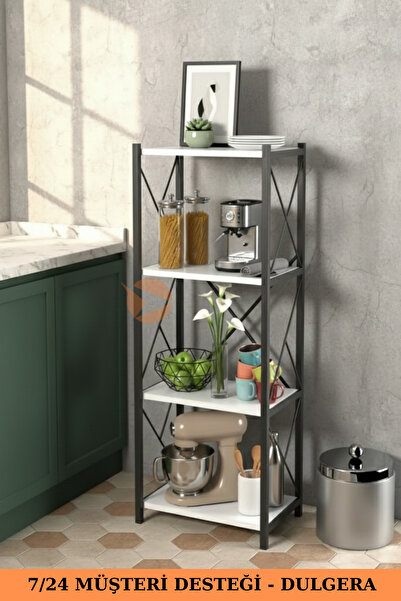 DULGERA Fourty 4 Raflı Metal Dar Mutfak Rafı | Mikrodalga Fırın & Erzak Rafı ...