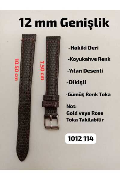 Brality 12 mm Compatible Dark Brown Color Snake Pattern Model Silver Color Bu...