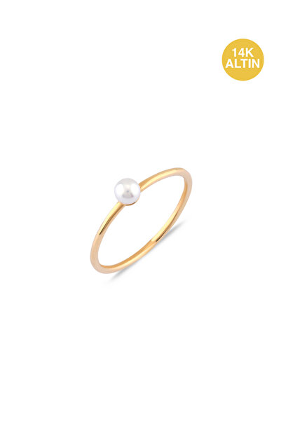 KURSHUNI White Dreams (1x3,5mm), 14 Ayar Altın Yüzük