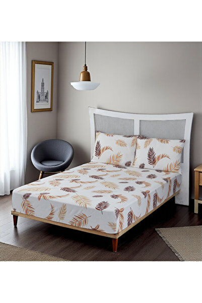 Arma Concept Double Ranforce Fabric Leaf Patterned Fitted Elastic Sheet & 2 P...