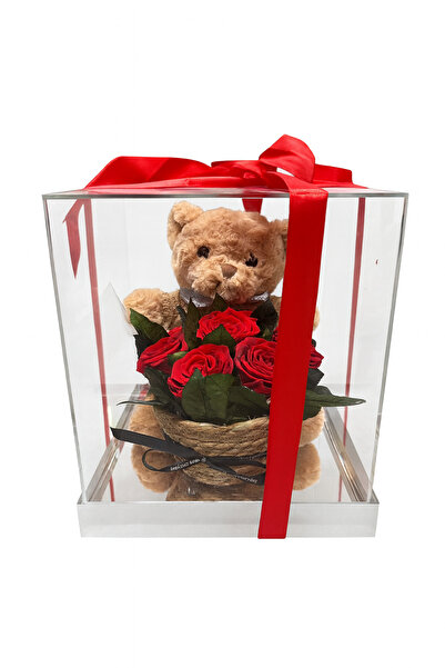 OEM Premium Teddy Bear Box with Cryogenic Roses 30x25x24 cm Romantic Gift