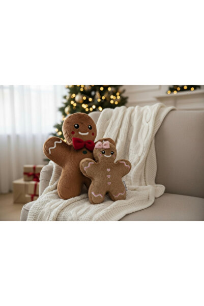 K-LAY 2'li set 30 cm kurabiye adam 20 cm kurabiye kız yılbaşı dekorasyon pelu...