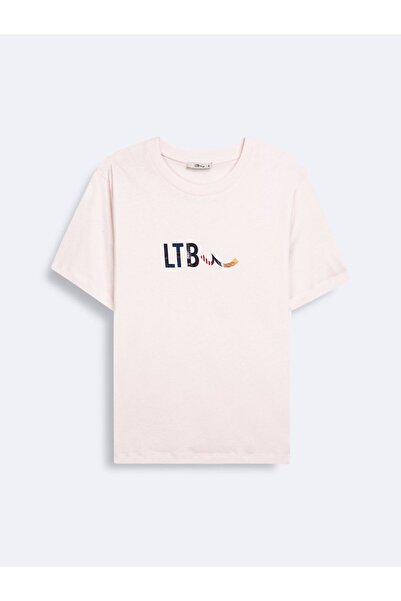 Ltb Sign Printed Short Sleeve Regular Lilac T-Shirt
