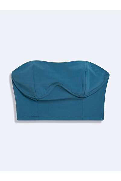 Ltb Sleeveless Strapless Basic Crop Petrol Blue Tank Top