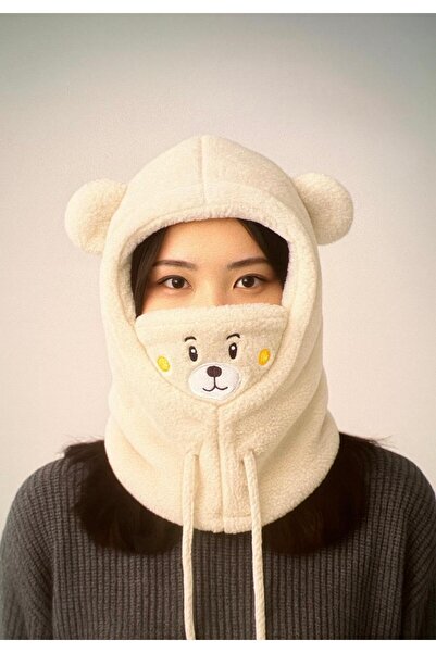 zyc قبعة صوفية مزينة بدب لطيف وتفاصيل دقيقة