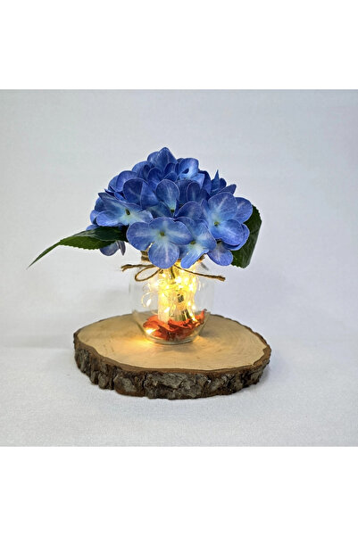 STDEKOR Decorative Vase with Blue Hydrangea Flowers and Led Lights