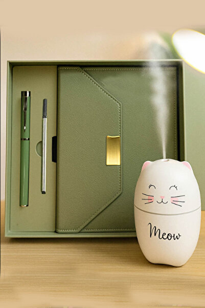 zozoya Deri Ajanda ve Roller Tükenmez Kalem & Sevimli Kedi Hava Nemlendirici ...