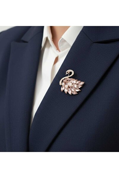 Daily Bazaar Zarif Kuğu Tasarımlı Kristal Broş