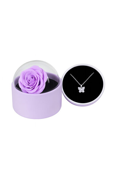 OEM Gift box with soap rose under the dome and different necklace, 11x11x11cm