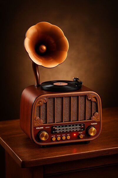 ULTRATEKNO MD-1318BT Gramofon Görünümlü Bluetooth Hoparlör | 3 Bant Nostaljik...