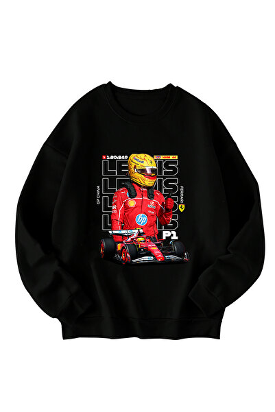 SVART WEAR سويت شيرت F1 فيراري لويس هاميلتون مطبوع قصة فضفاضة للجنسين
