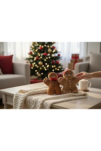 K-LAY 2'li set 20 cm kurabiye adam 20 cm kurabiye kız yılbaşı dekorasyon pelu...