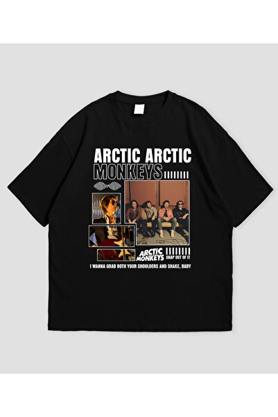 SVART WEAR تي شيرت أركتيك مونكيز مطبوع قصة فضفاضة للجنسين