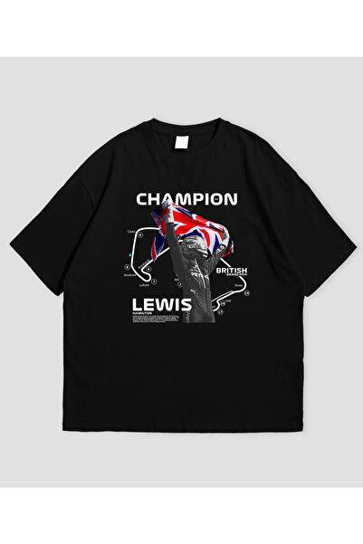 SVART WEAR تي شيرت لويس هاميلتون سيلفرستون مطبوع قصة فضفاضة للجنسين