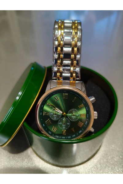 captiva Yeşil Metalik Kadran | Çoklu Kronograf Tasarım | Çift Ton Kordon - Er...