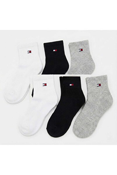 Tommy Hilfiger Men's ankle socks with logo, 6 pairs, White, Grey, Black, Size 41-46