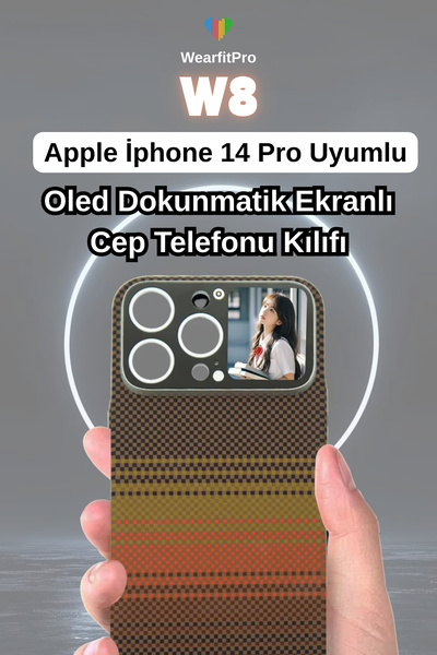 Wearfitpro W8 Oled Dokunmatik Akıllı Ekranlı Apple İphone 14 Pro Uyumlu Karbo...