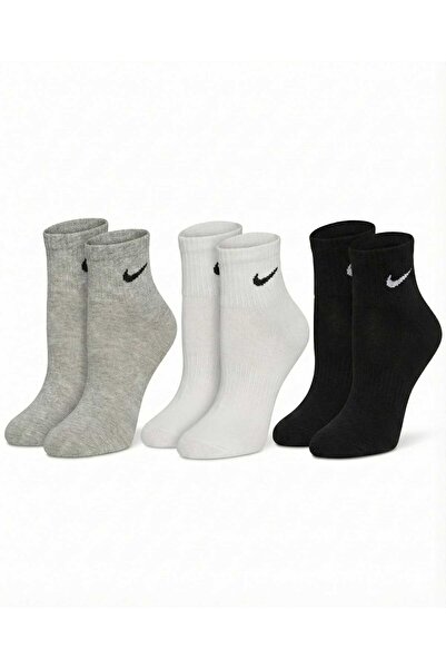 Nike Men's ankle socks with logo, 6 pairs, White, Grey, Black, Size 41-46