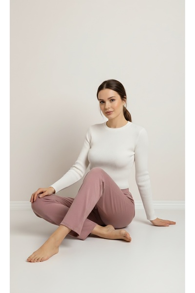 noend Dark Powder Color Women's Pajama Bottoms Relaxed Fit Velvety Softness
