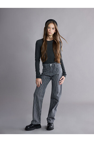 LC Waikiki Özmarka New Season Straight Fit Stoned Girls' Jeans