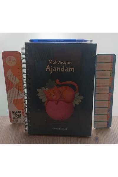 Nesil Yayınları Дневник за мотивация „Звездите на бъдещето“ без дата, със спирална подвързия, страници и закладка Sezgistore + химикал