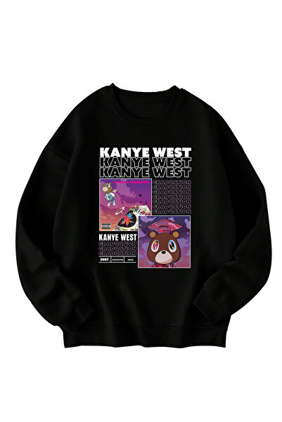 SVART WEAR تي شيرت كاني ويست للتخرج مطبوع قصة فضفاضة للجنسين