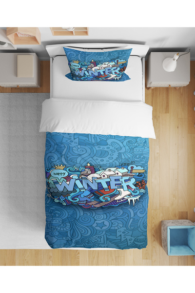 Home طقم غطاء لحاف رقمي ثلاثي الأبعاد مطبوع بدون ملاءات مناسب للشتاء، طقم نوم