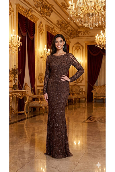 UZER Özel Tasarım Işıltılı taşlı Payetli Gece Elbisesi abiye özel seri Mezuni...