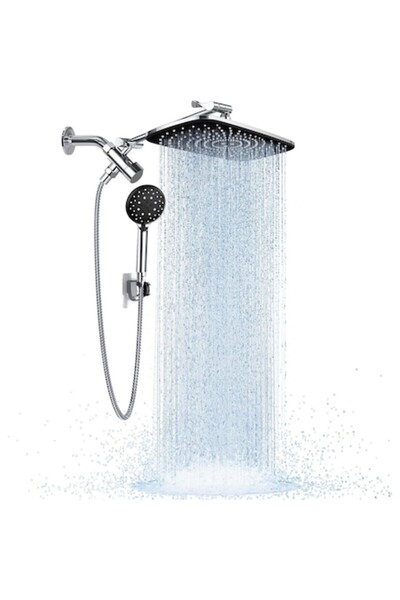 NEXTWAVE NextWave® rain shower set, high pressure, anti-limescale, movable handle, stainless steel, flexible hose