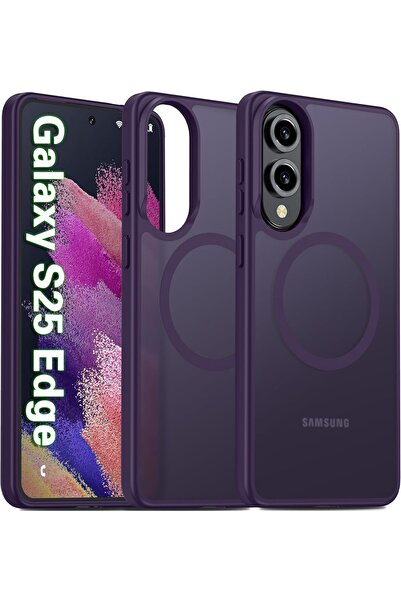 Kipgsm Samsung Galaxy S25 Edge Uyumlu Kılıf Magsafe Şarj Destekli Yumuşak Ken...