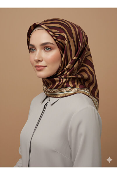 Levidor 90X90 Silk-Look Burgundy Crystal Scarf – Non-Slip Twill Stylish Design