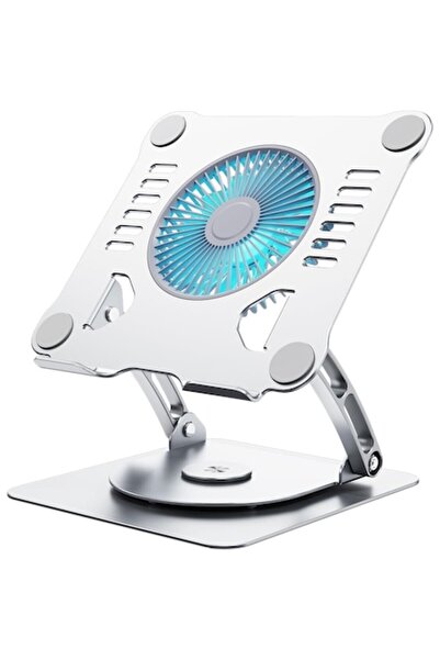 NEXTWAVE Suport laptop ergonomic NextWave®, cu cooler 3 viteze, reglabil, rotativ 360°, aluminiu, argintiu