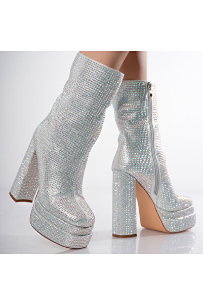 Botinelli Women's Silver Boots Made of -Suede Leather Lenora, 39