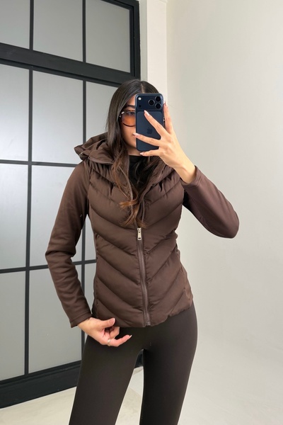 Moderk ZRA Model Range Rover Mom Kontrast Şişme Mont Ceket Kadın Astarlı