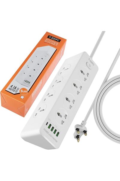 HYX Multi-Plug 13-in-1 Power Strip Extension Cord - 8 AC Outlets, 4 USB Ports & PD Charger