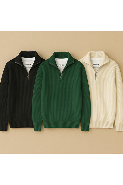 pepule Pachet economic de 3 pulovere pentru bărbați Selanik din material subț...