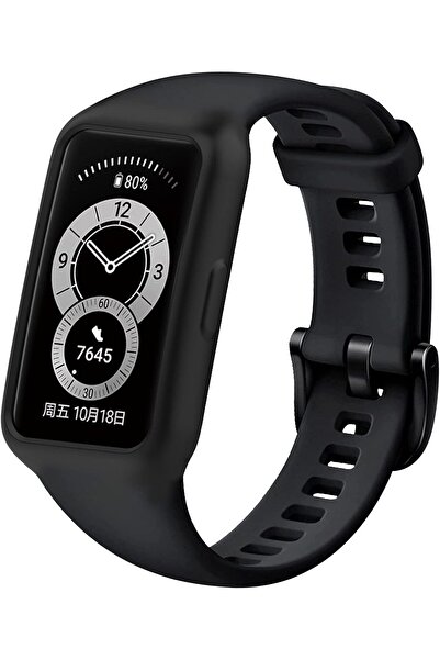 Generic Waterproof silicone replacement band, full protection for Huawei Band 6, Band 7, and Band 8, matte black color.