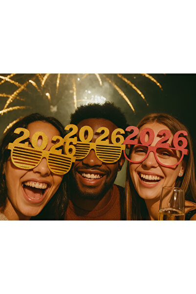 PikselEv 2026 Parti Gözlüğü Üçlü Set – Yılbaşı & Kutlama İçin Eğlenceli Dekor...