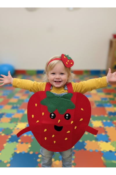 Kokoş Parti Yerli Malı Haftası Keçe Meyve ve Sebze Kostümü – Taç Dahil (Çocuk)