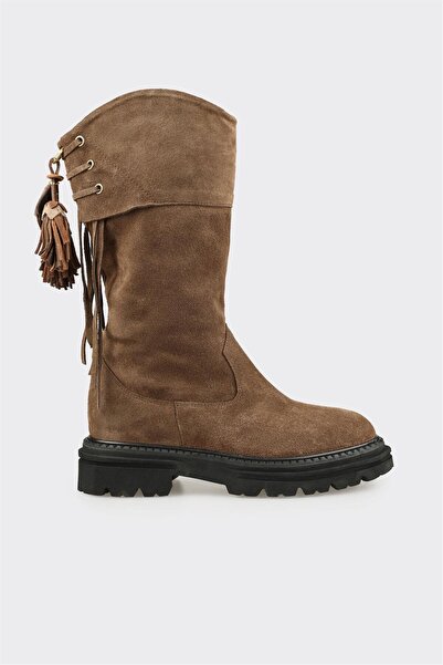 Elle Shoes Haki Deri Kadın Günlük Bot